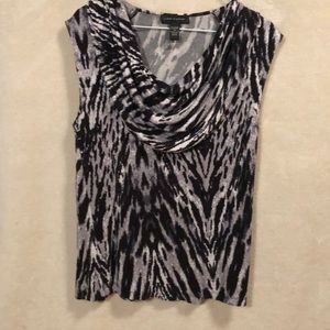 3/$20 Fun Print Cowl Neck Cap Sleeve Blouse size M